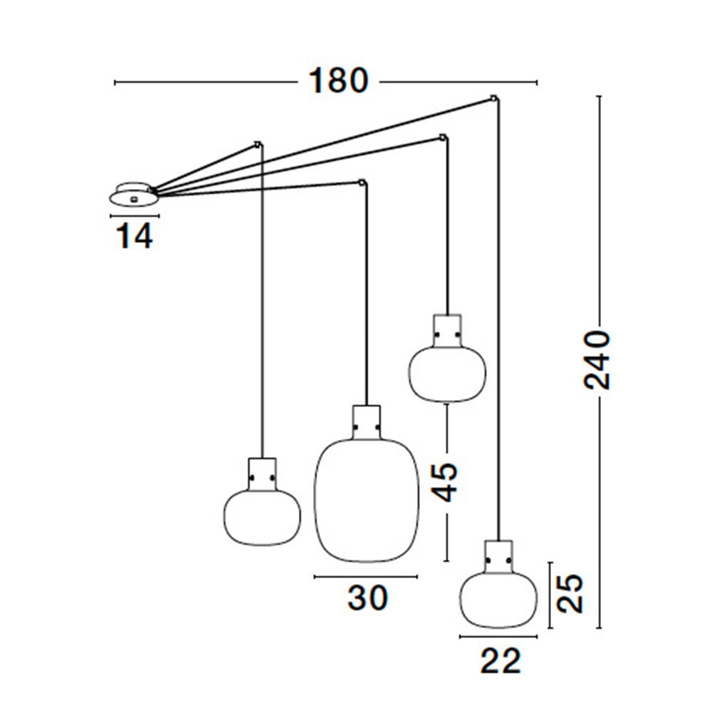 Pendellampe - CINZIA Sotet glass