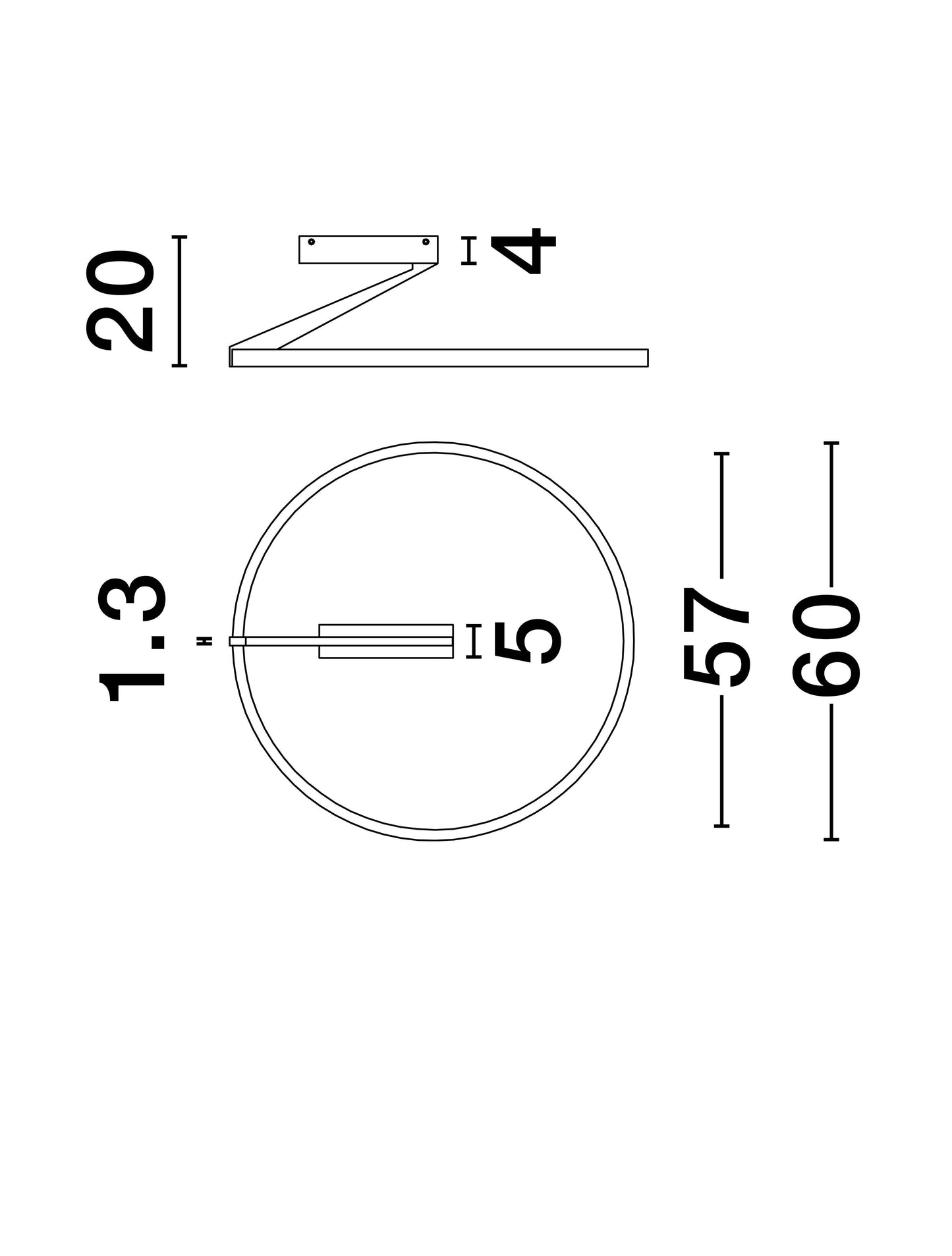 TILIA TAKLAMPE Ø60 Teksturert sort